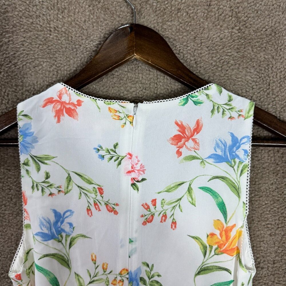 WAYF Dahlia Dress Size‎ XS Vintage White Floral Sleeveless V Neck Midi Retro NEW - Picture 12 of 14
